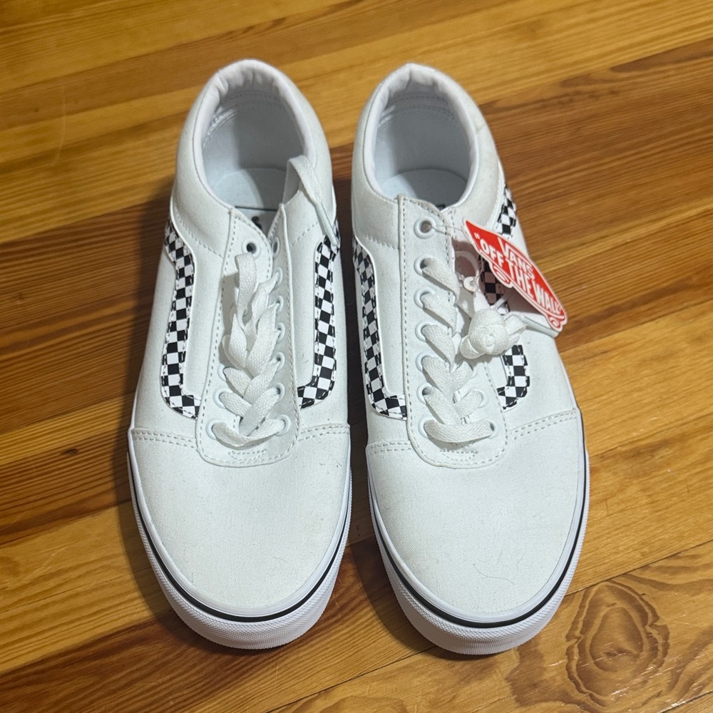 Vans White and Black Checkered Sneakers